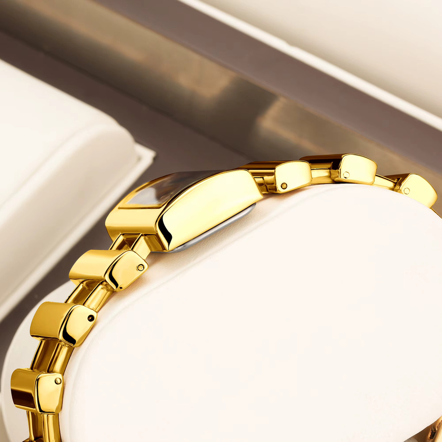 Yalalusi Armbanduhr, Quarz, Edelstahl, Gold, Rechteckig, Damen - Bild 4