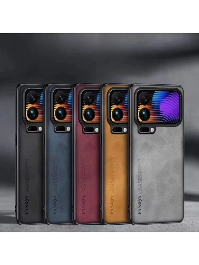 Luxuriöse Business-Handyhülle aus Schaffell-Leder für Xiaomi 17 Pro Max, 15T und 14T Pro 5G in Rot mit All-Inclusive-Objektivschutz - Bild 4