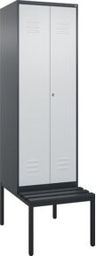 C+P PSA Doppel-Spind Classic PLUS Sitzbank mit 2 Abteilen und unterbautem Stauraum, Kunststoff-Sitzfläche, B/T/H: 212 x 60 x 81,5 cm - Bild 1