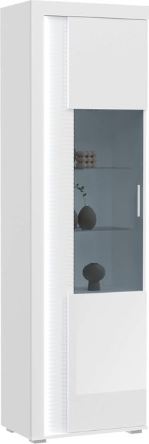 ebuy24 Skylight Vitrinenschrank mit LED-Beleuchtung und Glastür in Weiß Hochglanz B/H/T: 60 x 202 x 37 cm - Bild 1