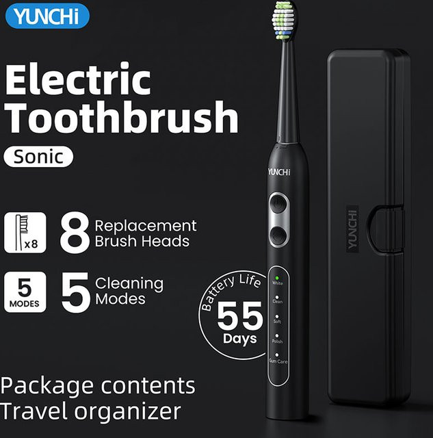 Yunchi Elektrische Zahnbürste Komplettset, Schwarz, Unisex - Bild 1