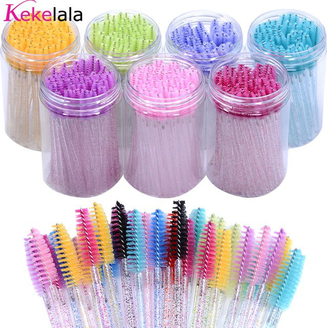 kekelala Wimpern Verlängerung Pinsel mit Behälter, 50 Stück, Unisex - Bild 1