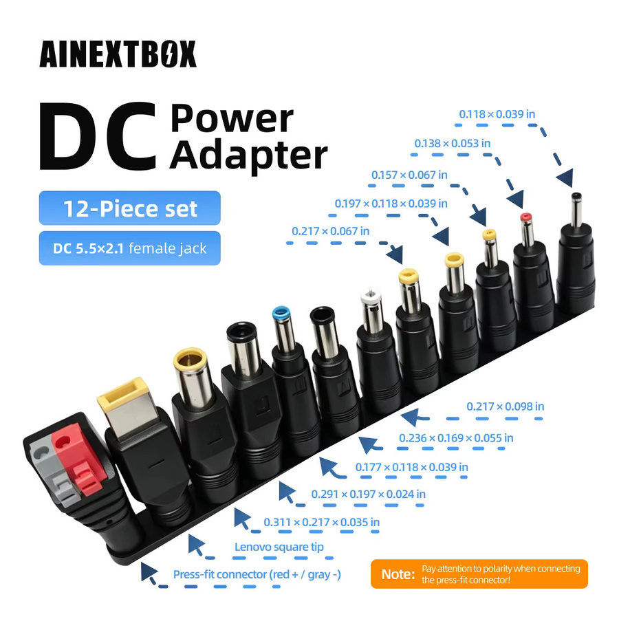 DC-Stromadapter-Stecker Set in Schwarz für Modem, Laptop und Router, 5,5 x 2,1 mm - Bild 2