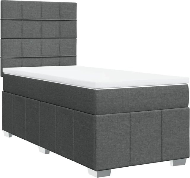 vidaXL Boxspringbett mit Matratze und Taschenfederkern in Dunkelgrau, B/T: 80 x 200 cm - Bild 1
