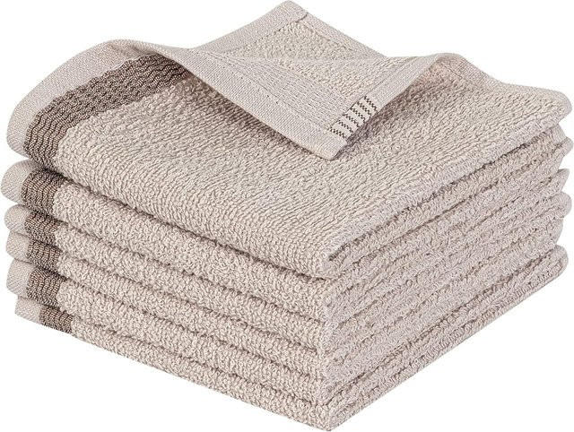 Living Space Luxuries Hand- und Gesichtshandtuch 6er Set aus 100% Baumwolle, Beige, B/T: 30 x 30 cm - Bild 1