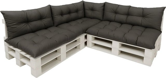 Setgarden Style 7er-Set Palettensofa Kissen Outdoor Anthrazit, Sitzkissen B: 120 cm, T: 60 cm und Rückenkissen B: 120 cm, T: 40 cm - Bild 1