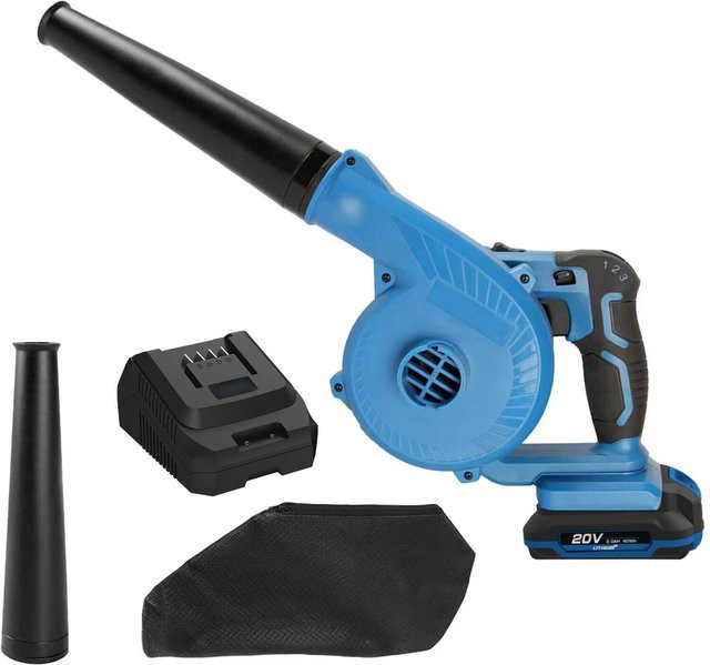 Kkmoon Kabelloses Baustellengebläse Set in Blau mit 20 V 2,0 Ah Lithium-Akku und Schnellladegerät - Bild 1