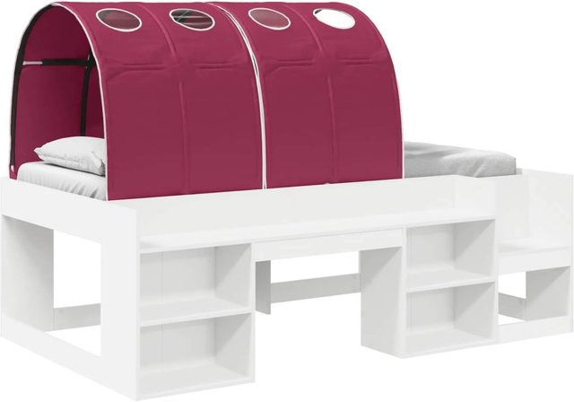 vidaXL Bettgestell mit Tunnel als Hochbett in Weiß-Rot aus Holzwerkstoff, B/T: 75 x 190 cm - Bild 1