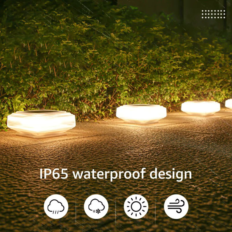 Solar Post Lichter mit klarem Lampenschirm und warmem Licht, wasserdichte Solar-Zaunleuchten für Garten und Terrasse, quadratische Solar-Laterne für den Außenbereich - Bild 2