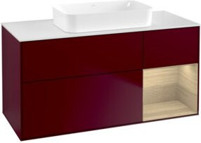 V&B Waschtischunterschrank Finion mit Wandbeleuchtung in Oak Veneer, Farbe Peony Matt, B: 120 cm, T: 60 cm - Bild 1