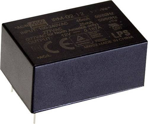 Mean Well IRM-02-5S AC/DC-Printnetzteil 5 V/DC 400mA 2W Schwarz - Bild 1