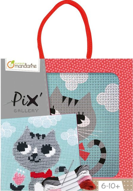 Stickset Pix' Gallery Katze von Avenue Mandarine für Kinder als Hängedekoration aus Stoff, Metall und Papier, Breite: 12,7 cm, Höhe: 12,7 cm, Tiefe: 8,0 cm - Bild 1