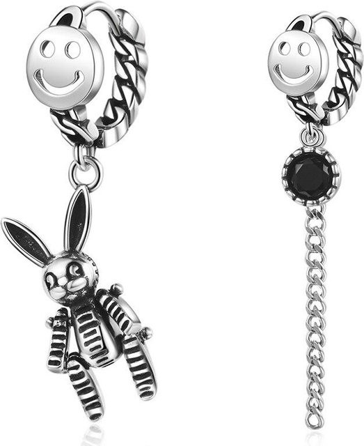Creolen 925 Sterling Silber, Zirkon, Damen, grau - Bild 1