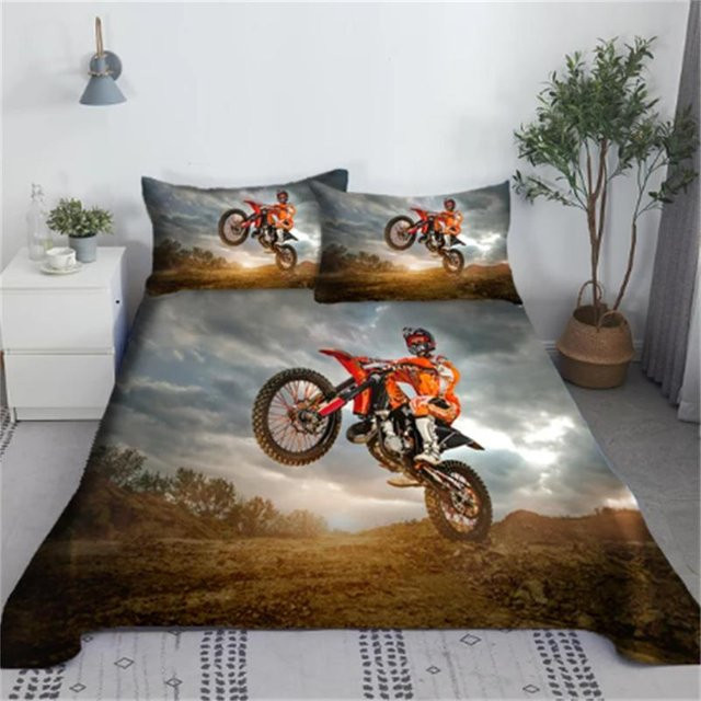 JMG Household Supplies Motorrad Bettwäsche Set mit 3D-Druck, Polyester, Mehrfarbig, Breite: 70 cm, Länge: 133 cm - Bild 1