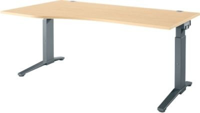 Schäfer Shop Genius Schreibtisch ERGOSTYLE S, manuell höhenverstellbar, Rechteck, C-Fuß, Ahorn/Anthrazit, B: 180 cm, T: 80-100 cm, H: 67,5-89,5 cm - Bild 1