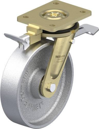 Blickle Lenkrolle LS-G 200K-ST-RI4 mit Feststeller in Silber aus Stahl mit einem Rad-Durchmesser von 200 mm und einer Tragfähigkeit von max. 1100 kg - Bild 1