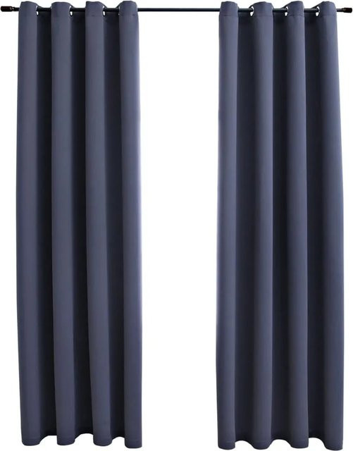 vidaXL Verdunkelungsvorhänge mit Metallösen, 2 Stück, Anthrazit, B: 140 cm, H: 225 cm - Bild 1