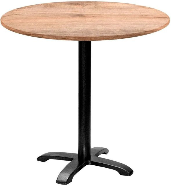 RestooTab Tisch Bazila rund, Eiche/Hellbraun mit schwarzem Gestell, H: 74 cm, Ø: 80 cm - Bild 1
