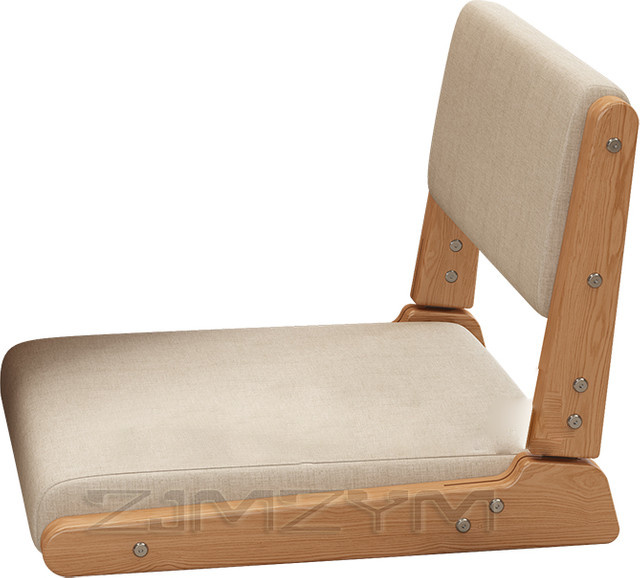 ZJMZYM Japanischer Tatami-Stuhl mit Rückenlehne aus Massivholz in Beige - Bild 1