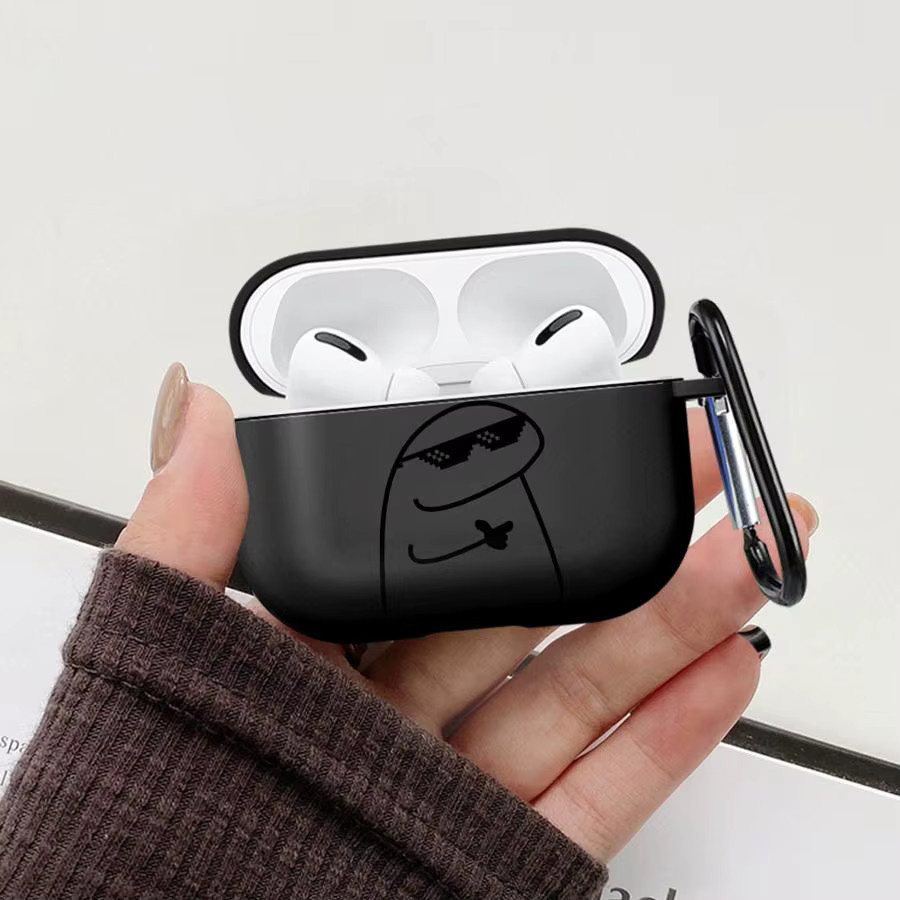 Schutzhülle mit Sonnenbrille und Stickman Design für Apple AirPods, Farbe: Schwarz - Bild 6