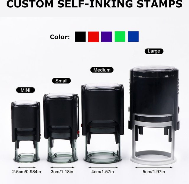 Personalisierter Selbstfärbender Tintenstempel mit individuellem Logo für Visitenkarten und Hochzeitseinladungen, erhältlich in Blau oder Schwarz - Bild 1