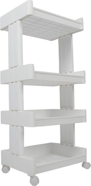 Aimo Friseurtrolley 4-stöckig mit Rollen in Grau und Weiß - Bild 1
