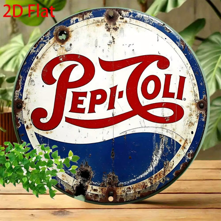 Vintage Pepsi-Cola Aluminium-Blechschild rund in Blau-Weiß für deine Wandgestaltung - Bild 2
