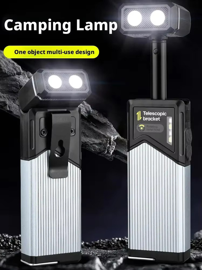 ESMARTER Magnetische LED-Arbeitsleuchte in Schwarz, einziehbare und 180 Grad drehbare multifunktionale Taschenlampe mit Akku für Camping und Inspektionen - Bild 7