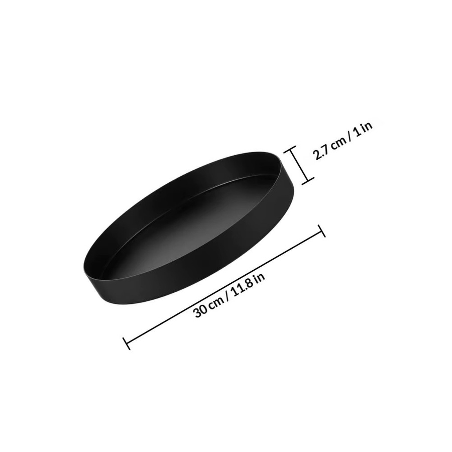 Rosenice Dekoratives Rundes Edelstahl-Tablett in Schwarz als Multifunktionales Servier- und Aufbewahrungstablett aus Metall - Bild 2