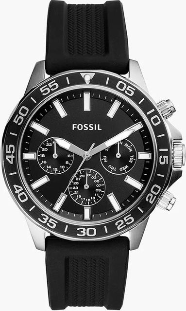 Fossil Armbanduhr Herren, Quarz, Edelstahlgehäuse, Silikon, Schwarz - Bild 1