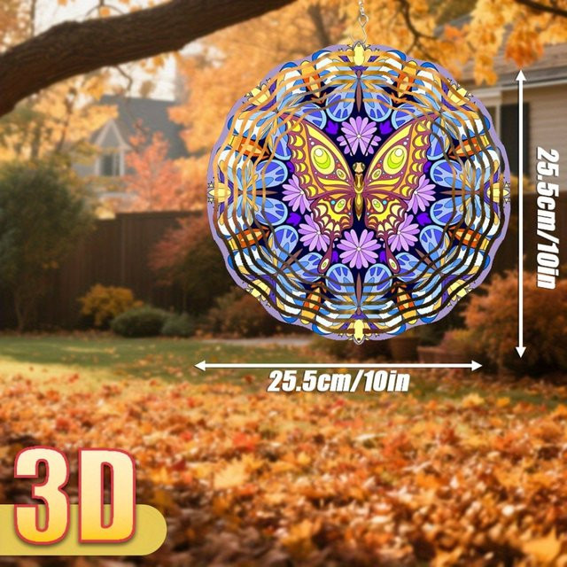 CIFBUY Drehender Windspinner Mandala-Schmetterlingsblumen aus Metall in Hellgrau, Durchmesser: 25,5 cm - Bild 1