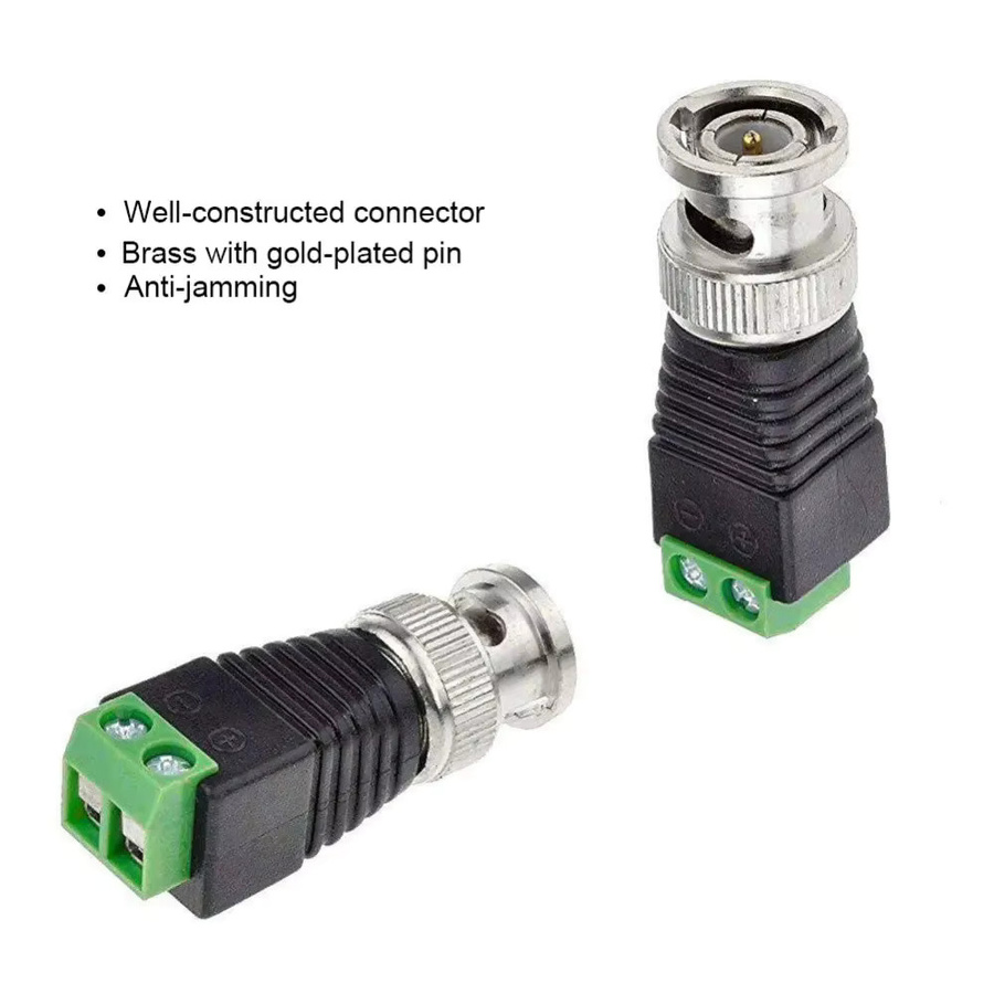 anjielosmart BNC-Anschlüsse DIY für CCTV-Überwachungssysteme Koax CAT5, Schwarz - Bild 2
