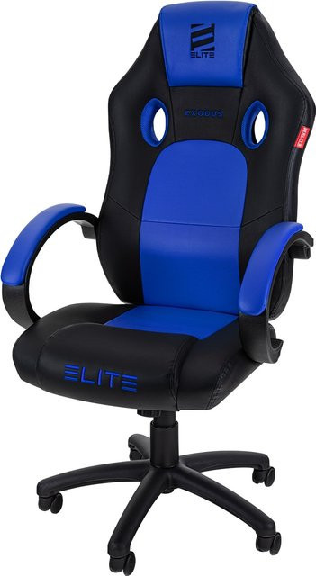 ELITE Gaming-Stuhl EXODUS MG100 mit Memory-Schaum, extra hoher Rückenlehne und Wippmechanik in Schwarz/Blau - Bild 1