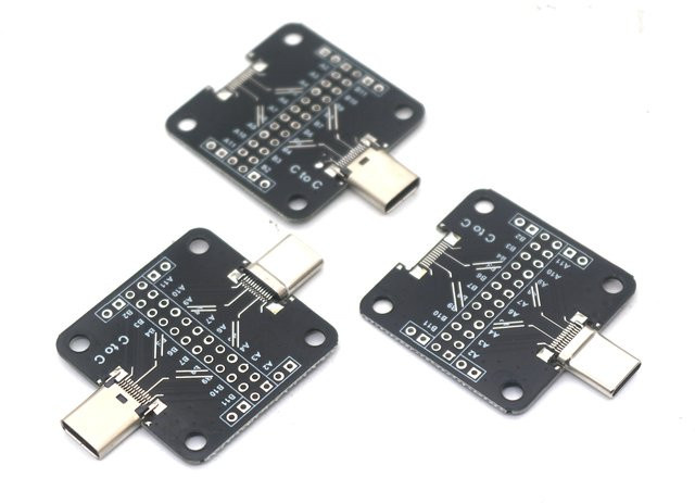 DykbRadio USB-C Typ-C 24pin Buchse Stecker Adapter USB 3.1 Testkopf Konverter PCB Board Schwarz 2,54 mm - Bild 1