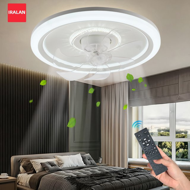 IRALAN Smart Deckenventilator mit dimmbarer LED-Lampe in Weiß, modern und geräuscharm - Bild 1