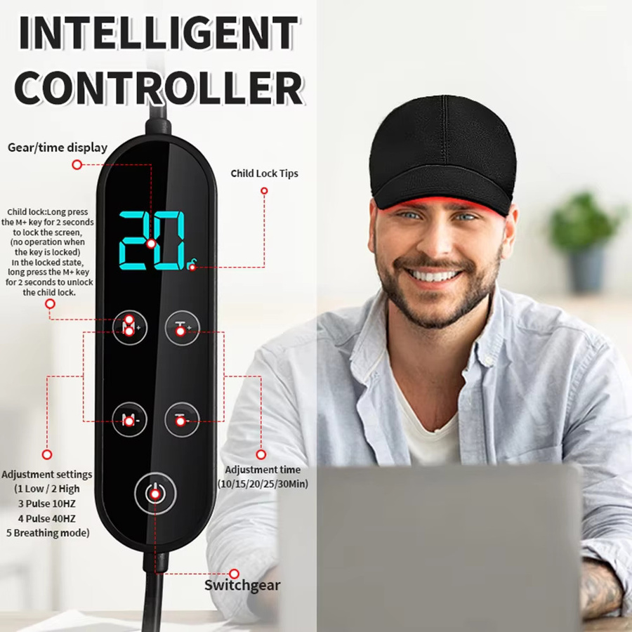 vilnason Haarwachstumskappe, Rotlichttherapie, 180 Infrarot-LEDs, 660 nm und 850 nm - Bild 4