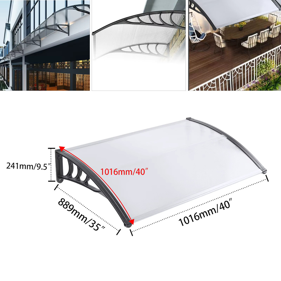 Bymaocar Vordertürüberdachung transparent, moderne Markisenüberdachung für Türen und Balkone, Breite: 200 cm - Bild 4