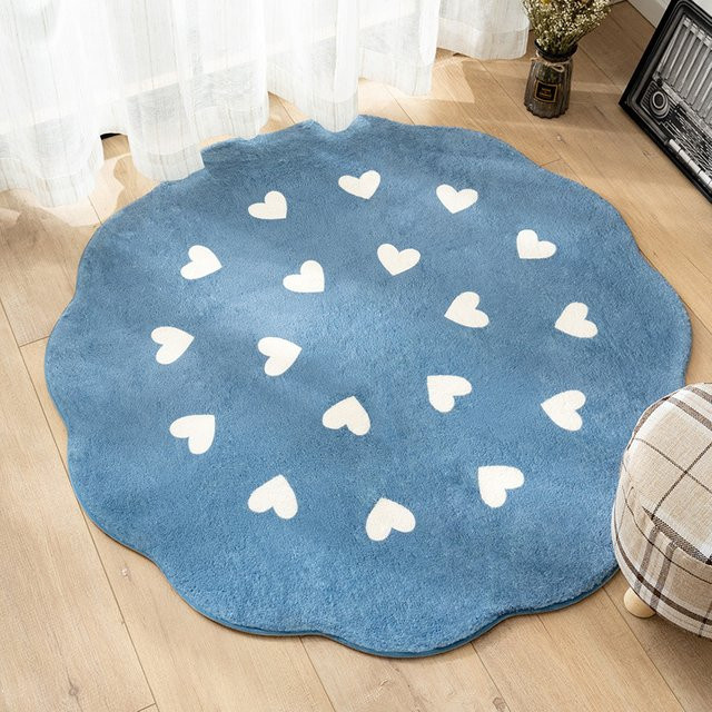 VIKAMA Herzförmiger Teppich aus Kunstkaschmir in Blau für Wohnzimmer und Schlafzimmer - Bild 1