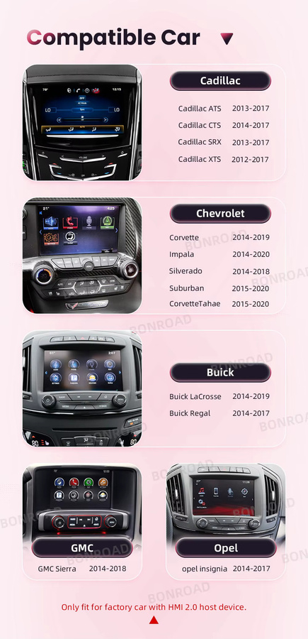 BONROAD Drahtloses CarPlay und Android Auto Schnittstellenmodul mit Bluetooth für Buick Regal und Opel Insignia 2013–2017, Schwarz - Bild 4
