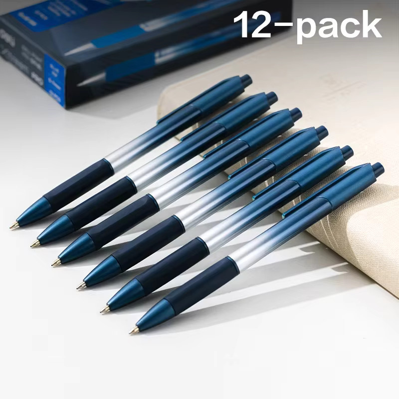 DELI Kugelschreiber Set mit 0,7mm Mine, 12er-Pack in Schwarz und Blau, einziehbare Kugelschreiber für Büro und Schule - Bild 2