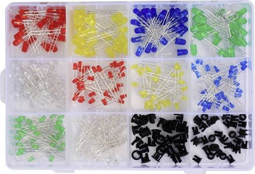 TRU COMPONENTS LED-Sortiment mit den Farben Rot, Grün, Gelb, Blau und Weiß, Durchmesser 3 mm und 5 mm, 20mA, 2 V und 3 V - Bild 1