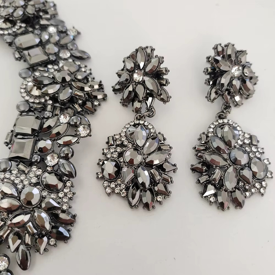 PPG&PGG Schmuck-Set, Halskette, Ohrringe, Gun Grey, Kristall Strass, Damen - Bild 2