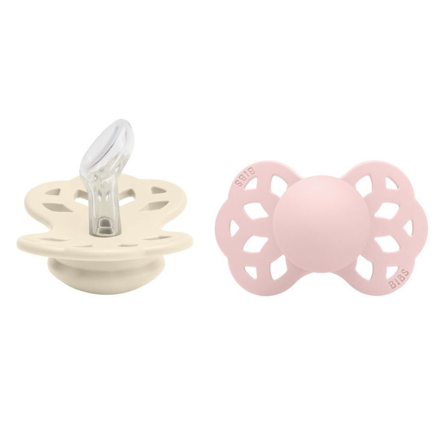 BIBS Schnuller 2er Pack Infinity Anatomischer Silikonsauger Ivory und Blossom Gr. 0-6 Monate - Bild 1