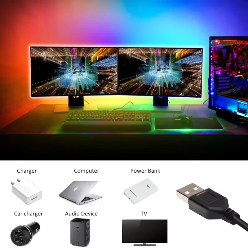RADFAST RGB 5050 LED-Lichtstreifen mit Infrarot-Fernbedienung und USB-Anschluss, Multicolour, Schwarz - Bild 5