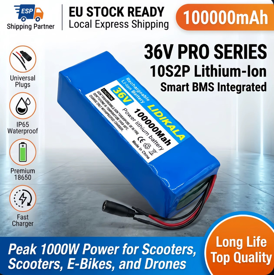 Ddadache 36V 10S2P 18650 Lithium-Akku mit 100Ah Kapazität in Blau mit XT60 und DC Dual-Interface für Elektroroller und Elektrofahrzeuge - Bild 5
