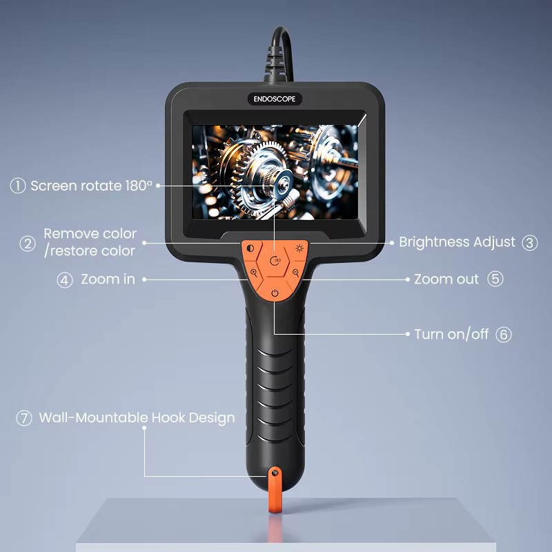 ILIHOME Tragbares Industrie-Endoskop mit 4,3 Zoll IPS-Bildschirm, HD1080P Inspektionskamera, 8mm Sonde und 8 LEDs, Schwarz - Bild 4