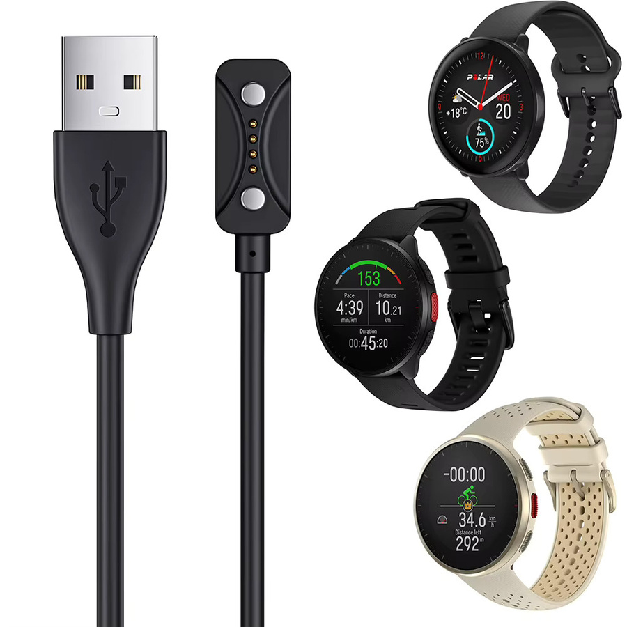 Magnetisches USB-C Ladekabel von Polar in Schwarz für Polar Pacer, Pacer Pro, Ignite 3 und Vantage V3, Länge: 1 m - Bild 4