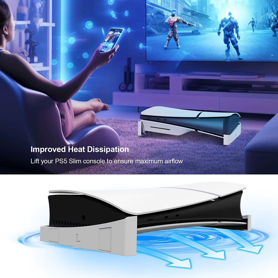 Hoxfly Horizontaler Ständer für PS5-Konsolen, kompatibel mit PS5 Disc und Digital Edition, Farbe: Weiß - Bild 2