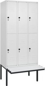 C+P Doppelstock-Spind Classic PLUS Sitzbank mit 3 Abteilen und Sicherheits-Drehriegel, B/T/H: 212,0 x 90,0 x 81,5 cm - Bild 1