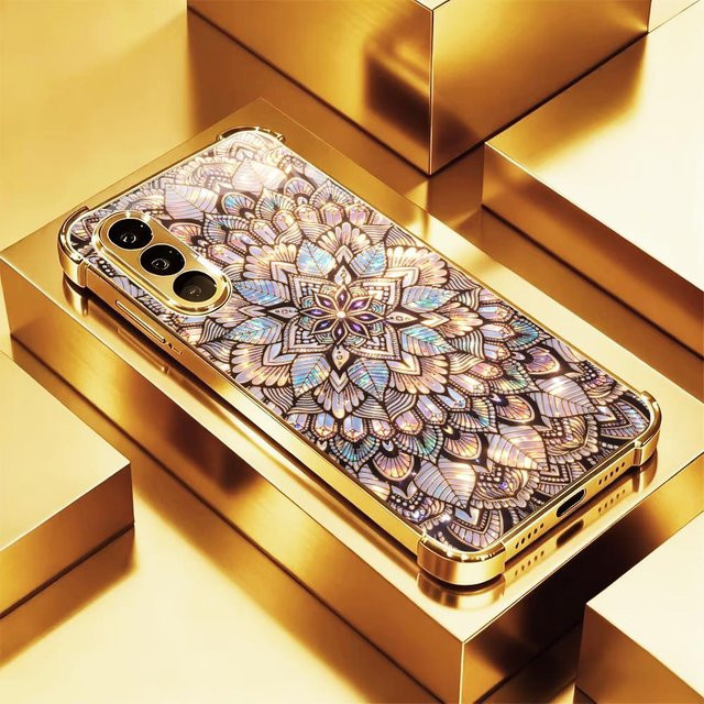 Schillernde Kristall-Mandala Handyhülle aus Glas für Samsung Galaxy S26 Ultra, S25 Ultra, S24 Ultra, S23 Ultra, S22 Ultra, Plus und FE in Multicolour - Bild 1